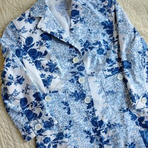 Ann Taylor LOFT blue floral print long coat